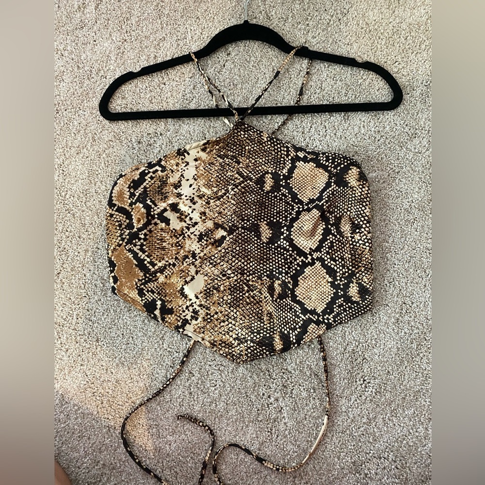Snakeskin Backless Crop Top